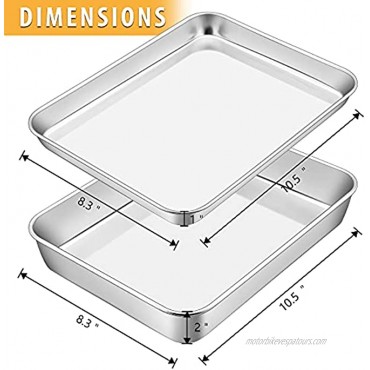 Small Baking Sheet Pan Set E-far 10.5 x 8.3 Inch Stainless Steel Toaster Oven Cookie Sheet with Rectangle Cake Pan for Cooking Healthy & Non-toxic Stackable & Dishwasher Safe 3-Piece