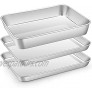 Small Baking Sheet Pan Set E-far 10.5 x 8.3 Inch Stainless Steel Toaster Oven Cookie Sheet with Rectangle Cake Pan for Cooking Healthy & Non-toxic Stackable & Dishwasher Safe 3-Piece