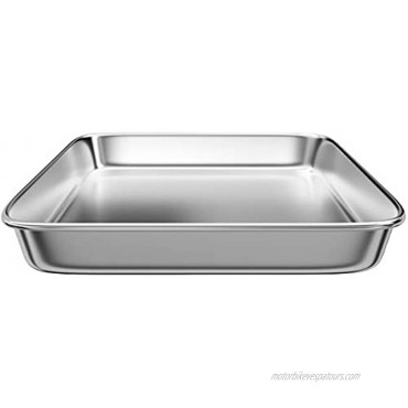 Toaster Oven Tray Pans,Small Baking Sheet Stainless Steel Toaster Oven Baking Pan and Cookie Sheet,Rectangle Size 10.8 x 8.4 x 1.4 inch,Mirror Finish & Anti-Rust,Thick & Sturdy2 Pieces
