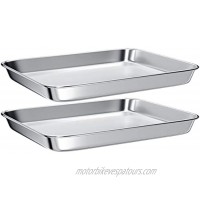 Toaster Oven Tray Pans,Small Baking Sheet Stainless Steel Toaster Oven Baking Pan and Cookie Sheet,Rectangle Size 10.8 x 8.4 x 1.4 inch,Mirror Finish & Anti-Rust,Thick & Sturdy2 Pieces