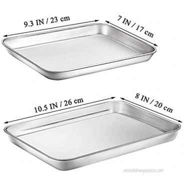 WEZVIX Baking Sheet Tray Cookie Sheet Stainless Steel Toaster Oven Pan Baking Pan 9 & 10 inches Non Toxic & Healthy Rust Free & Less Stick Thick & Sturdy Easy Clean & Dishwasher Safe