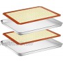 Wildone Baking Sheet with Silicone Mat Set Set of 4 2 Sheets + 2 Mats Wildone Stainless Steel Cookie Sheet Baking Pan with Silicone Mat Size 16 x 12 x 1 inch Non Toxic & Heavy Duty & Easy Clean